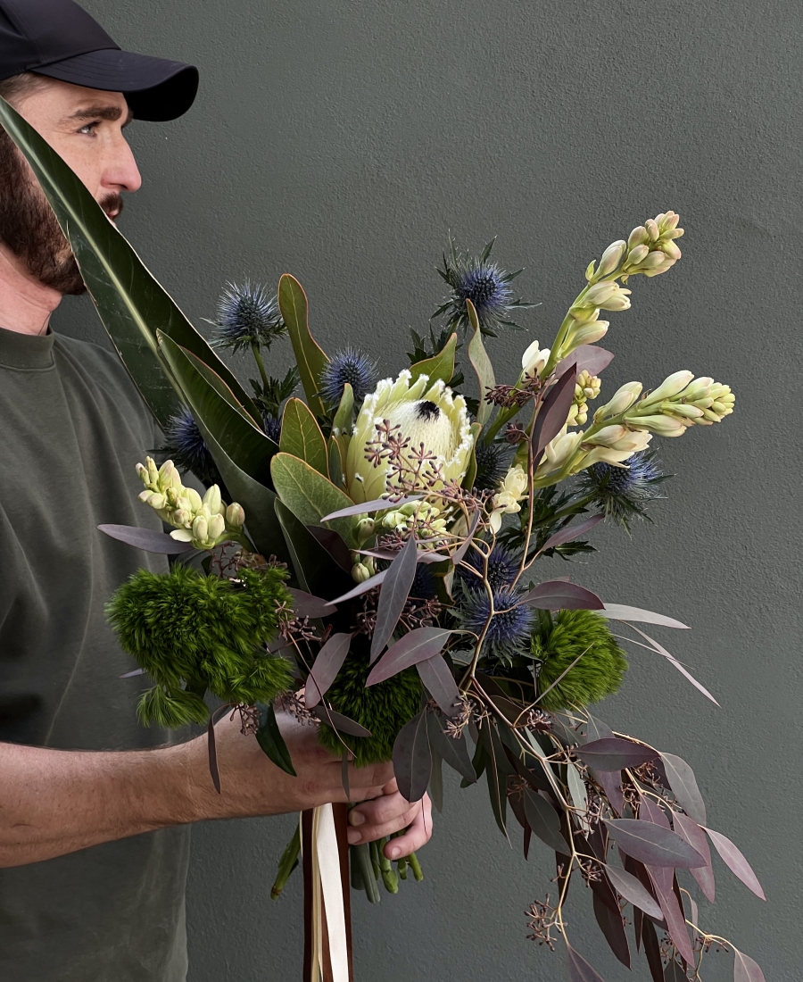Tropical bouquet with royal protea