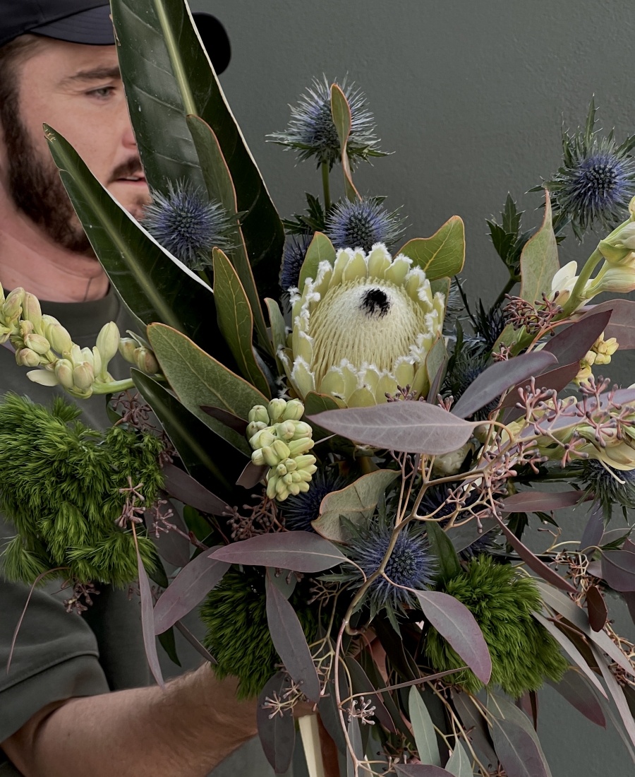 Tropical bouquet with royal protea