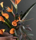 Mixed bouquet with exotic flowers from a florist