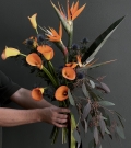 Mixed bouquet with exotic flowers from a florist