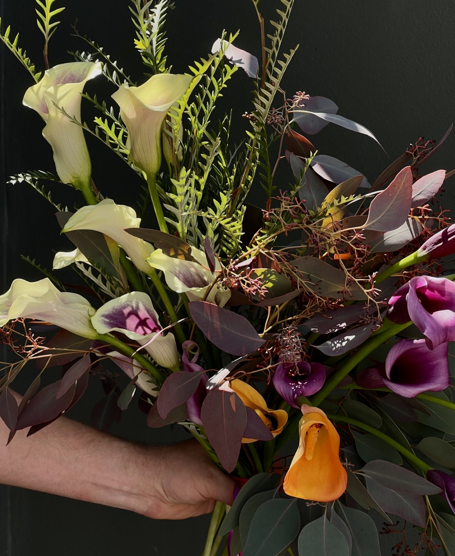 Colorful bouquet with Calla Lilies "Ray of Sunshine"