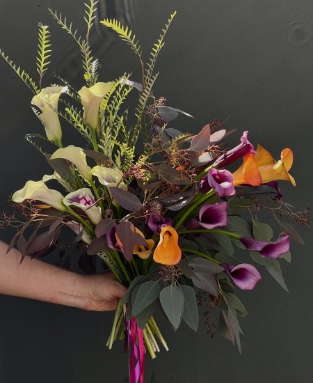 Colorful bouquet with Calla Lilies "Ray of Sunshine"