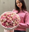 Pušķis ar peoniju krūmu rozēm - PINK BLOSSOM