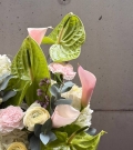 Exotic flowers in hatbox “Green softness”