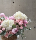 WOW Flower composition in basket “Peony Blush”