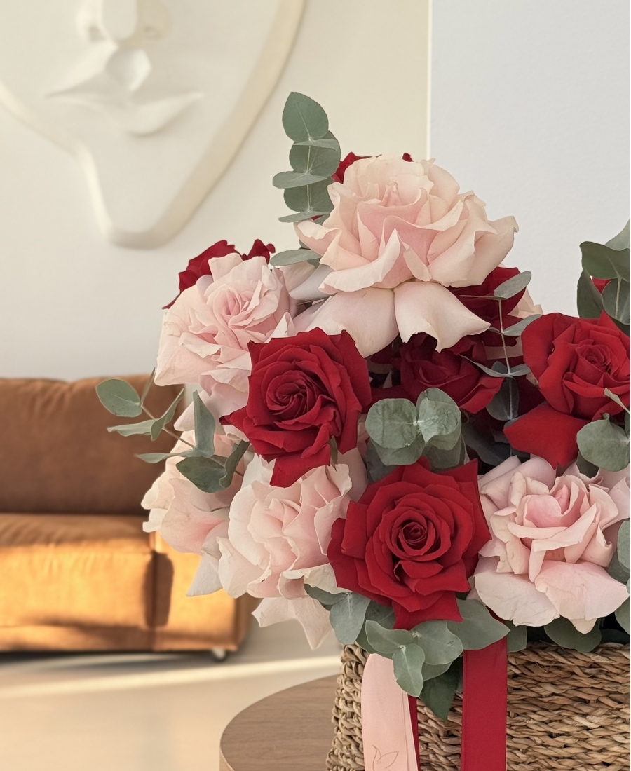 Basket of French roses