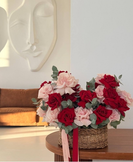 Basket of French roses